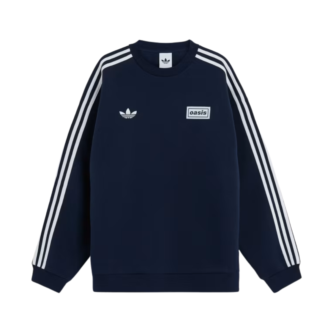 아디다스 x 오아시스 투어 오버사이즈 크루 나이트 인디고 - KR 사이즈(Adidas x Oasis Tour Oversized Crew Night Indigo - KR Sizing)