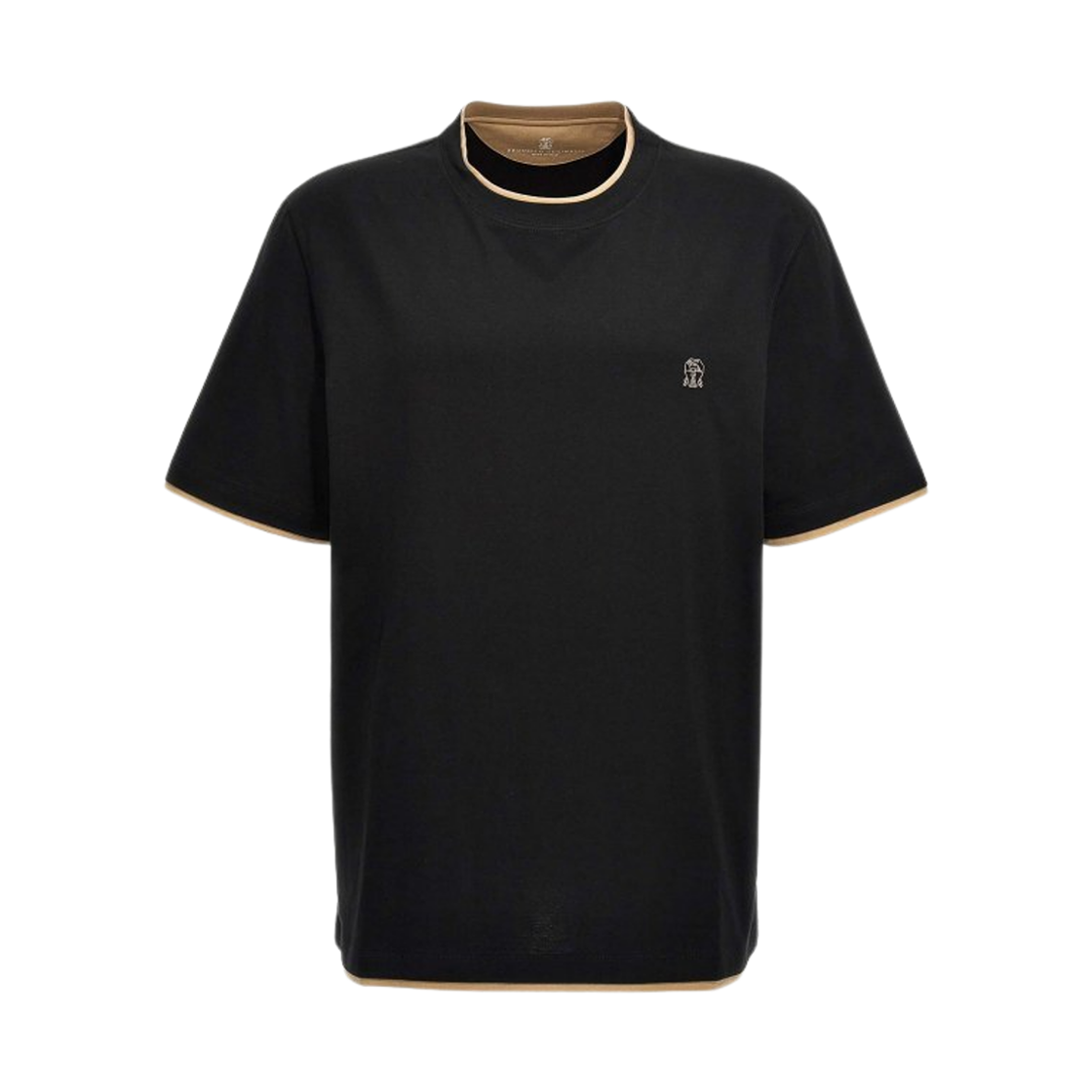 브루넬로 쿠치넬리 자수 로고 티셔츠 블랙(Brunello Cucinelli Embroidered Logo T-Shirt Black) - 1