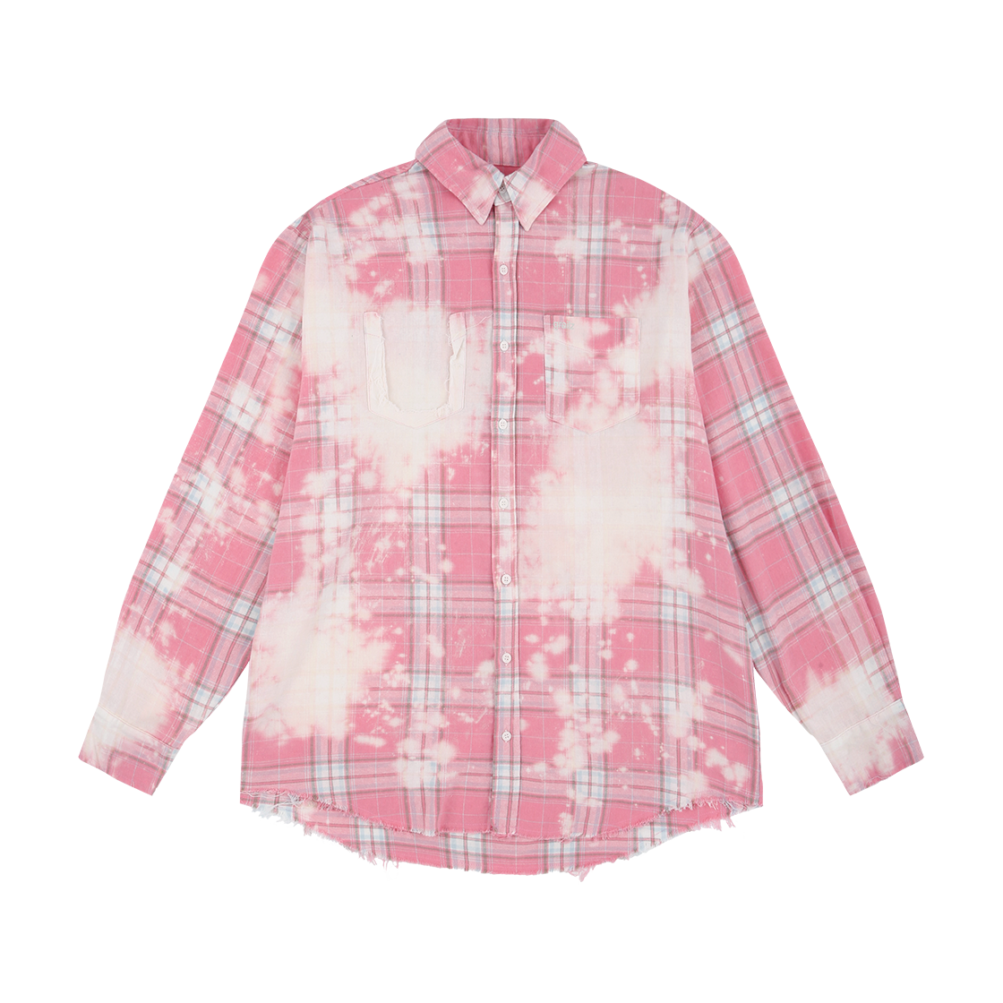 GR25FWMI01PN Grailz Bleached Plaid Shirts Multi Pink