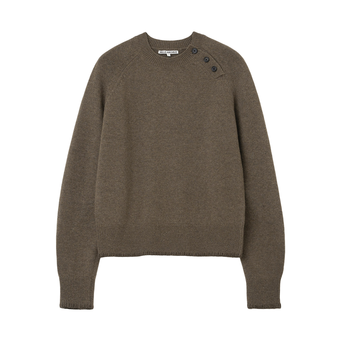ML586ASB Millo Archive Slanted Henley Neck Knit Ash Brown