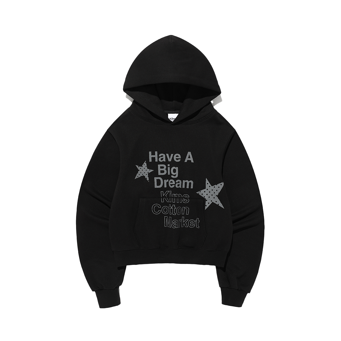 KIB5FUM438ABK Kims Fresh Cotton Market Dot Two Star Logo Hoodie Black