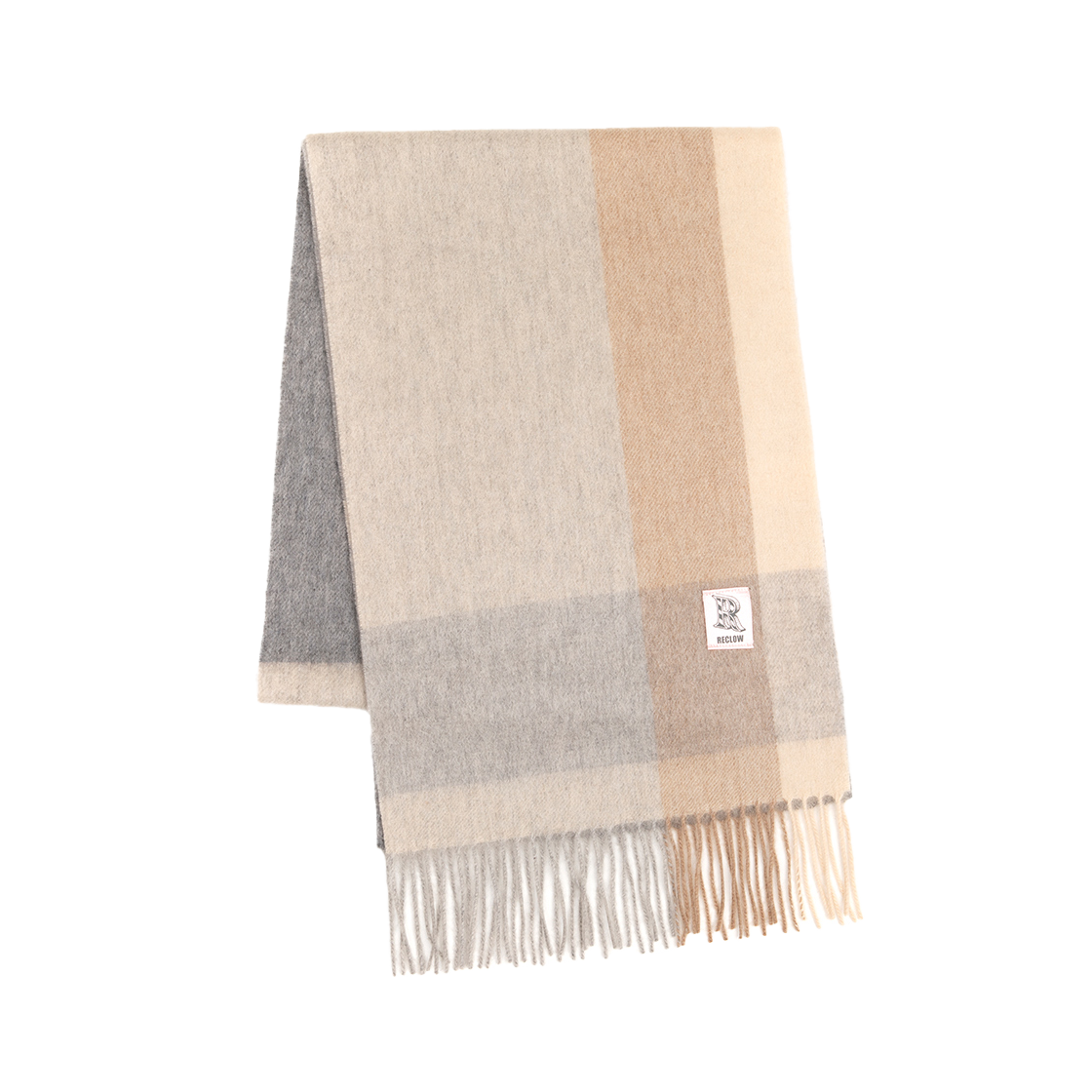 100% Cashmere Check Muffler Beige RECLOW 100% Cashmere Check Muffler Beige