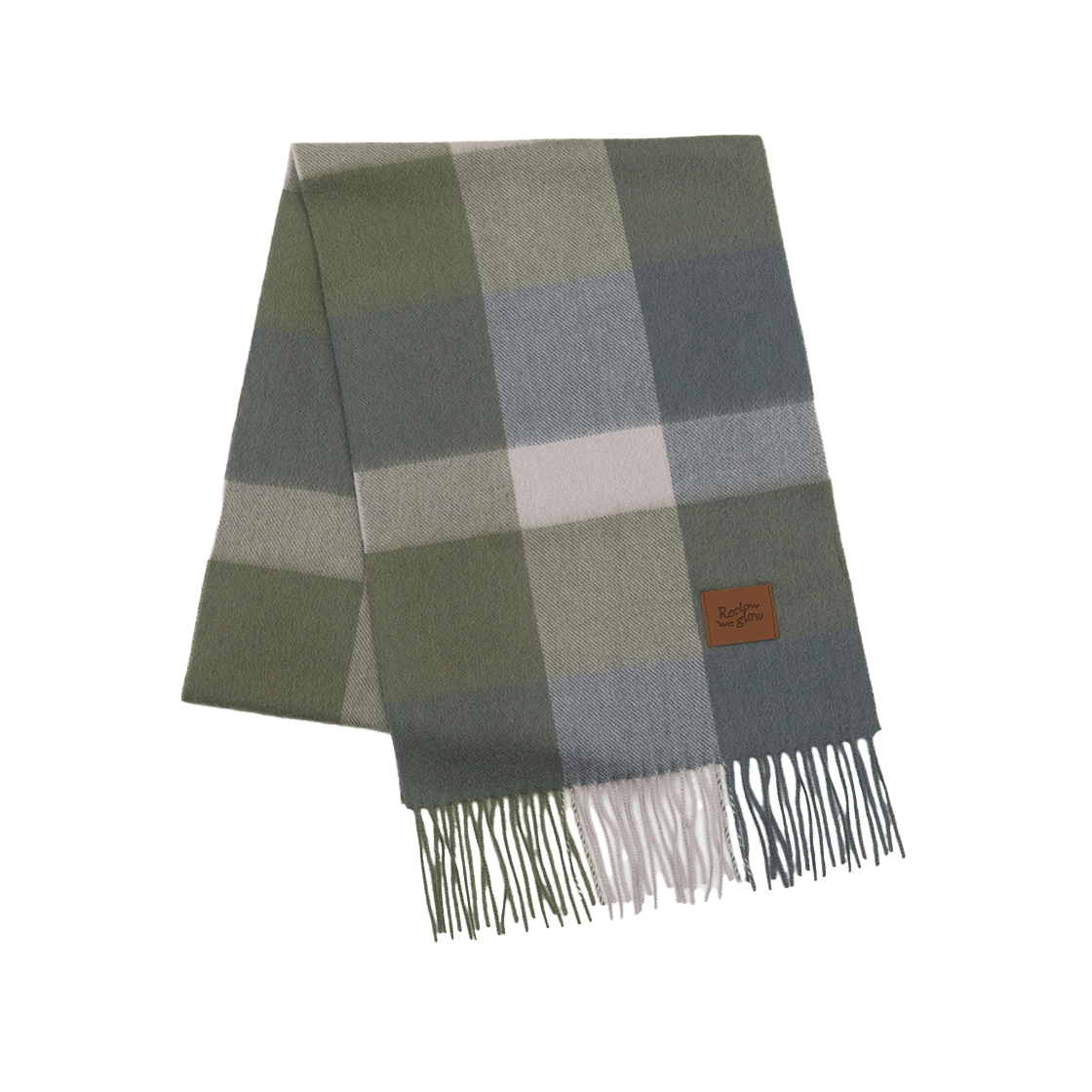 리끌로우 문 체크 캐시미어 100% 머플러 그린(RECLOW Munm Check Cashmere 100% Muffler Green) - 1