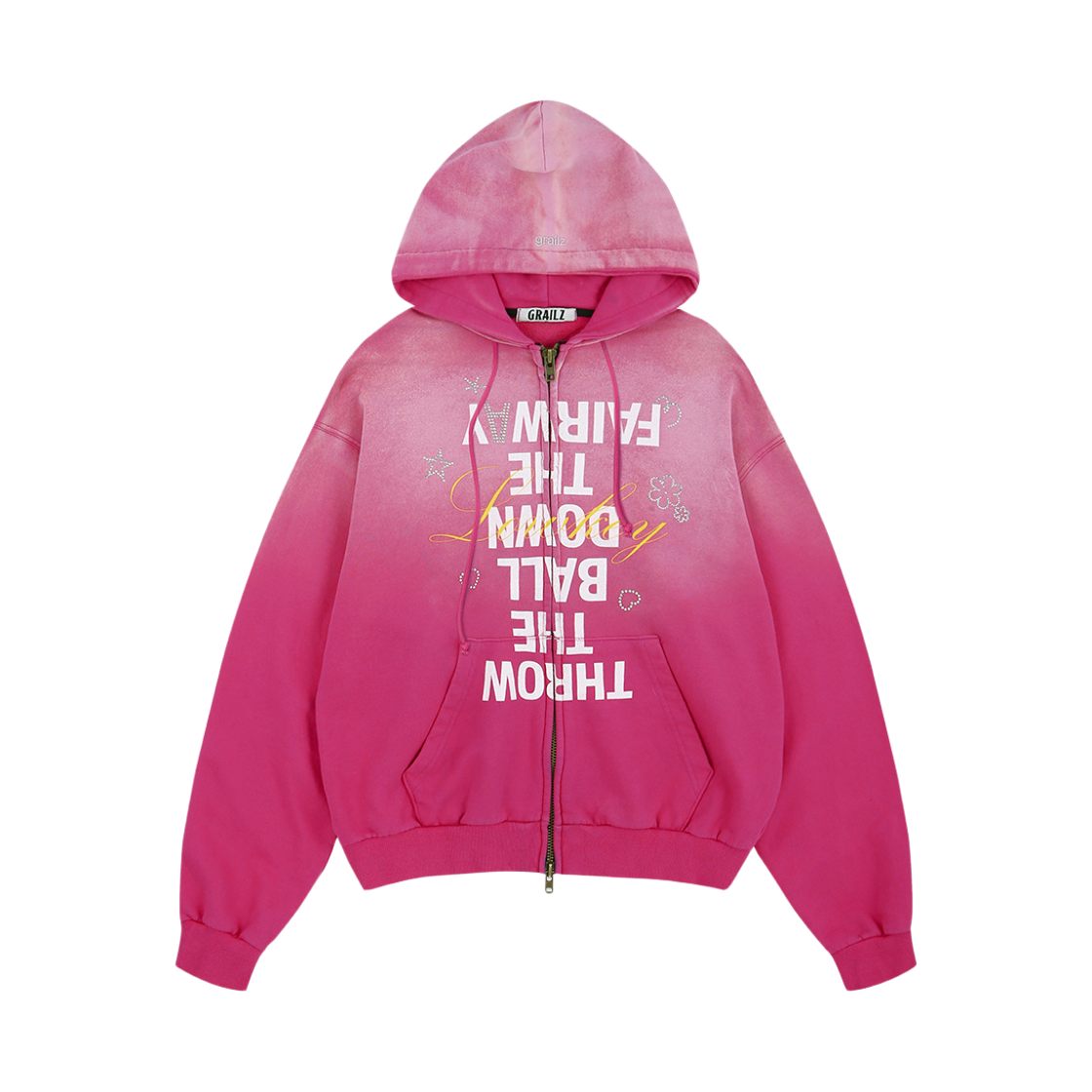 GR25FWMH02PN Grailz Over Graphic Vintage Zip Hoodie Pink