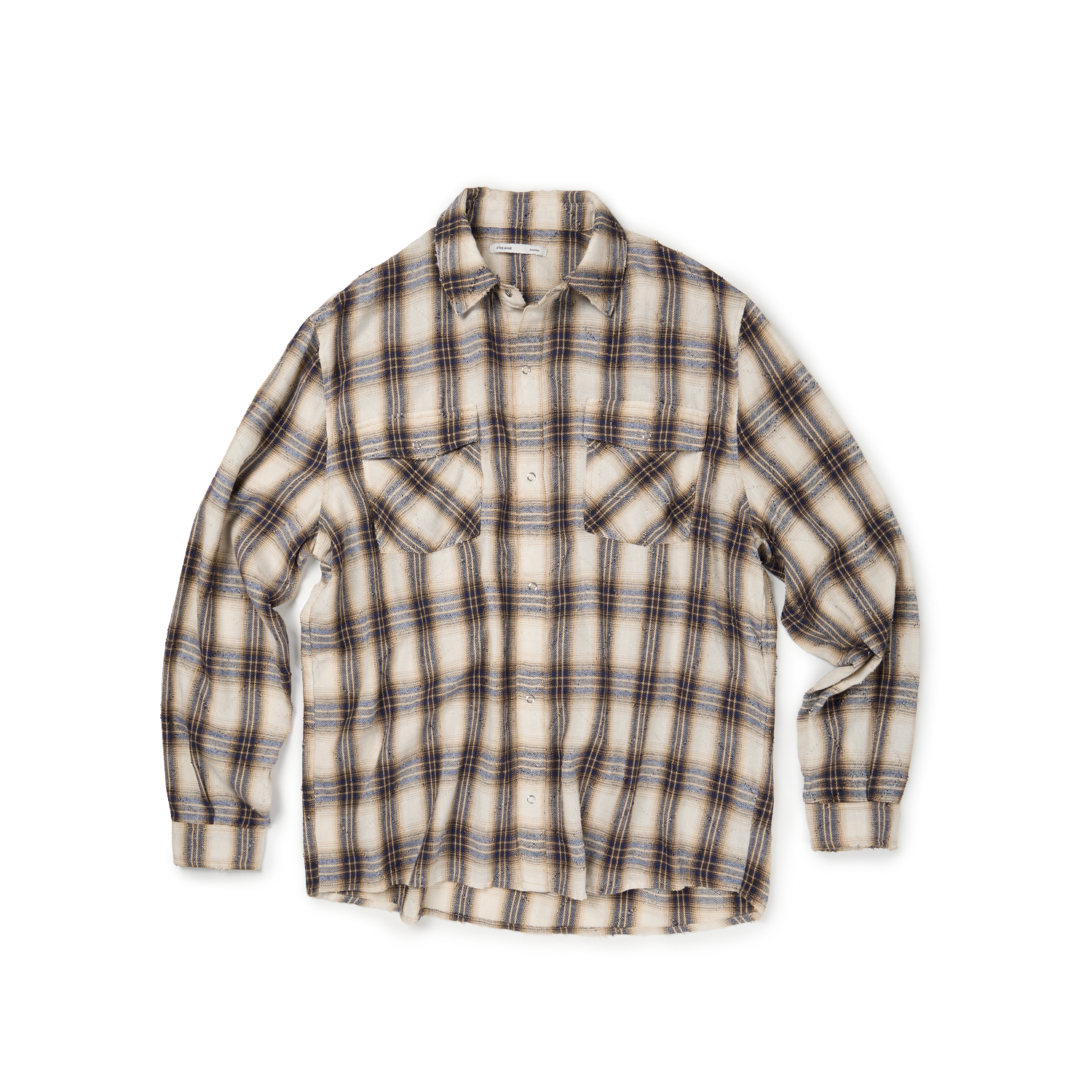 이티씨이 베이스 디스트로이드 체크 셔츠 아이보리(ETCE Base Destroyed Check Shirts Ivory)