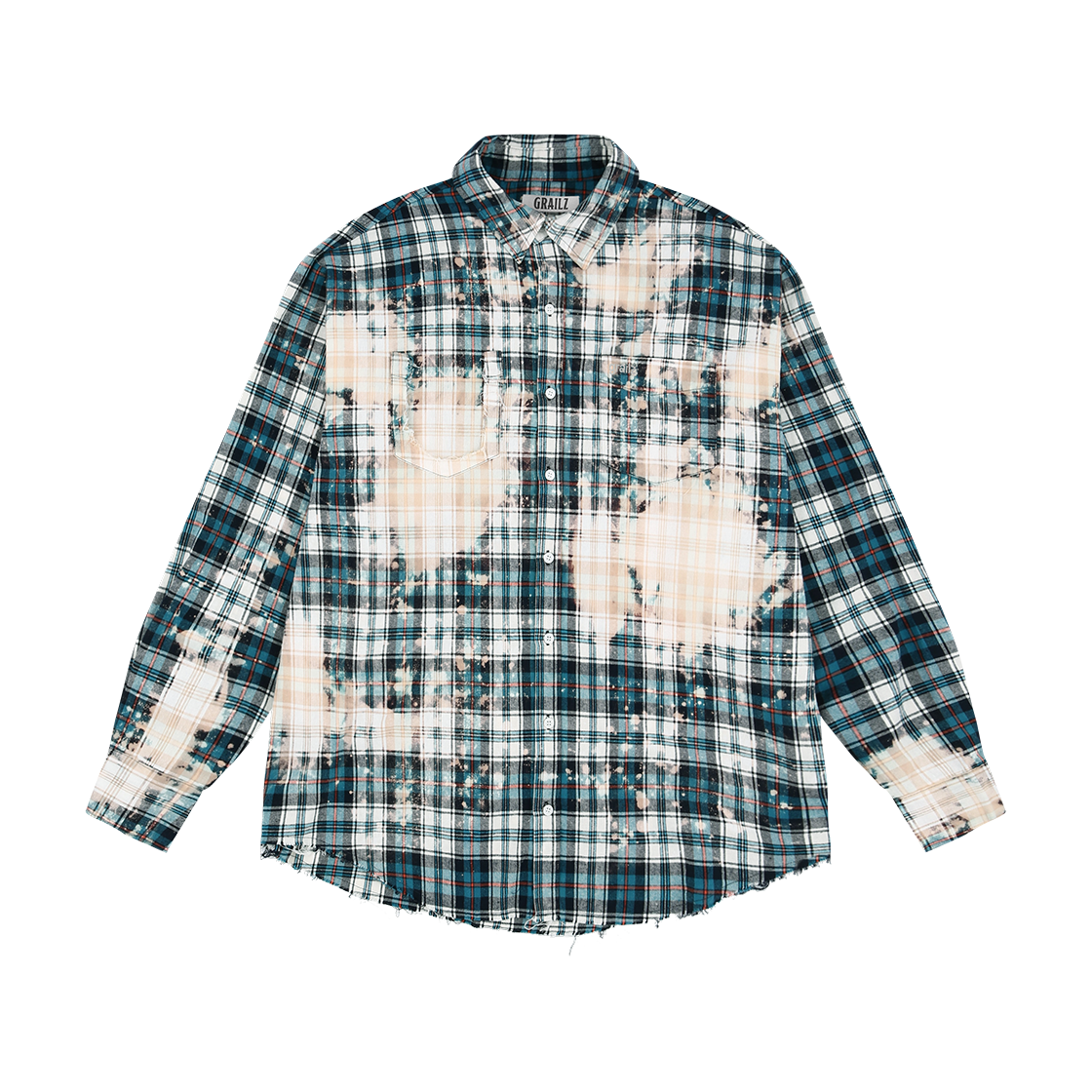 GR25FWMI01BL Grailz Bleached Plaid Shirts Multi Blue