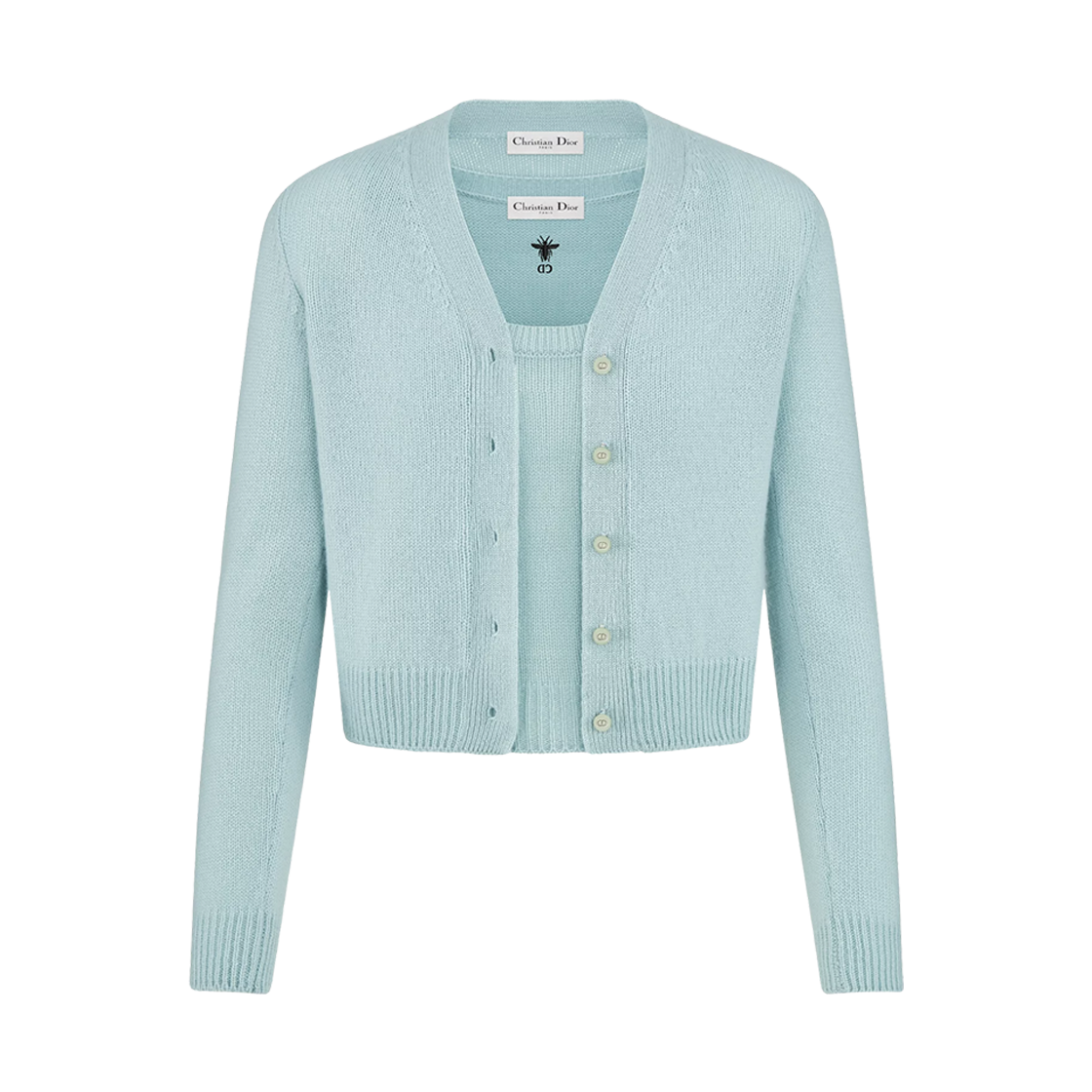 354W01AM082-5269 (W) Dior Cashmere Knit Twin Set Pastel Blue