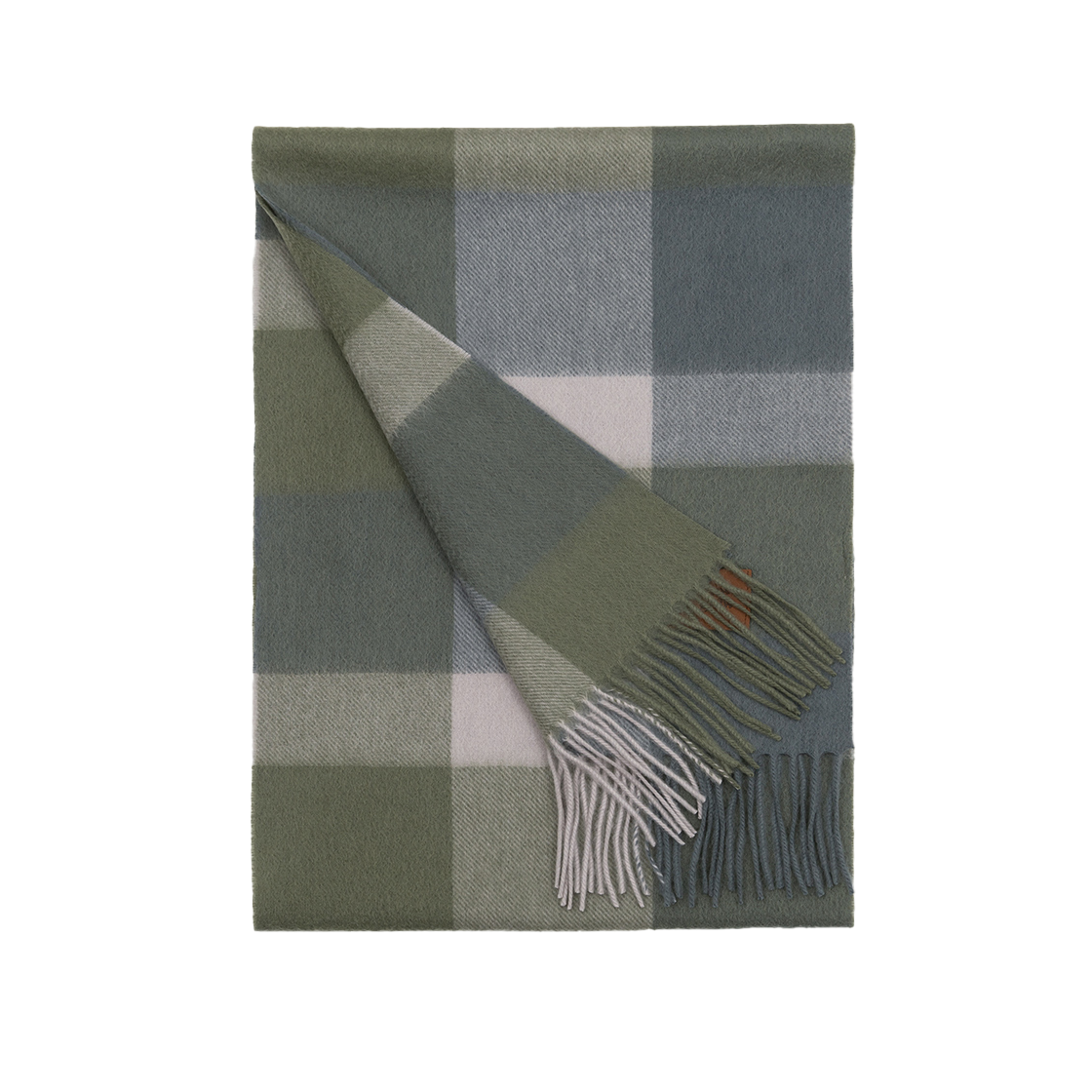 리끌로우 문 체크 캐시미어 100% 머플러 그린(RECLOW Munm Check Cashmere 100% Muffler Green) - 2