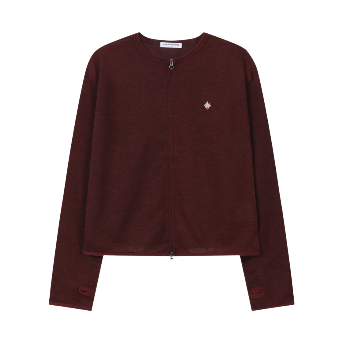 SR25FWOT01RD SLOW RECORD HOUSE Round Zip-Up Cardigan Red