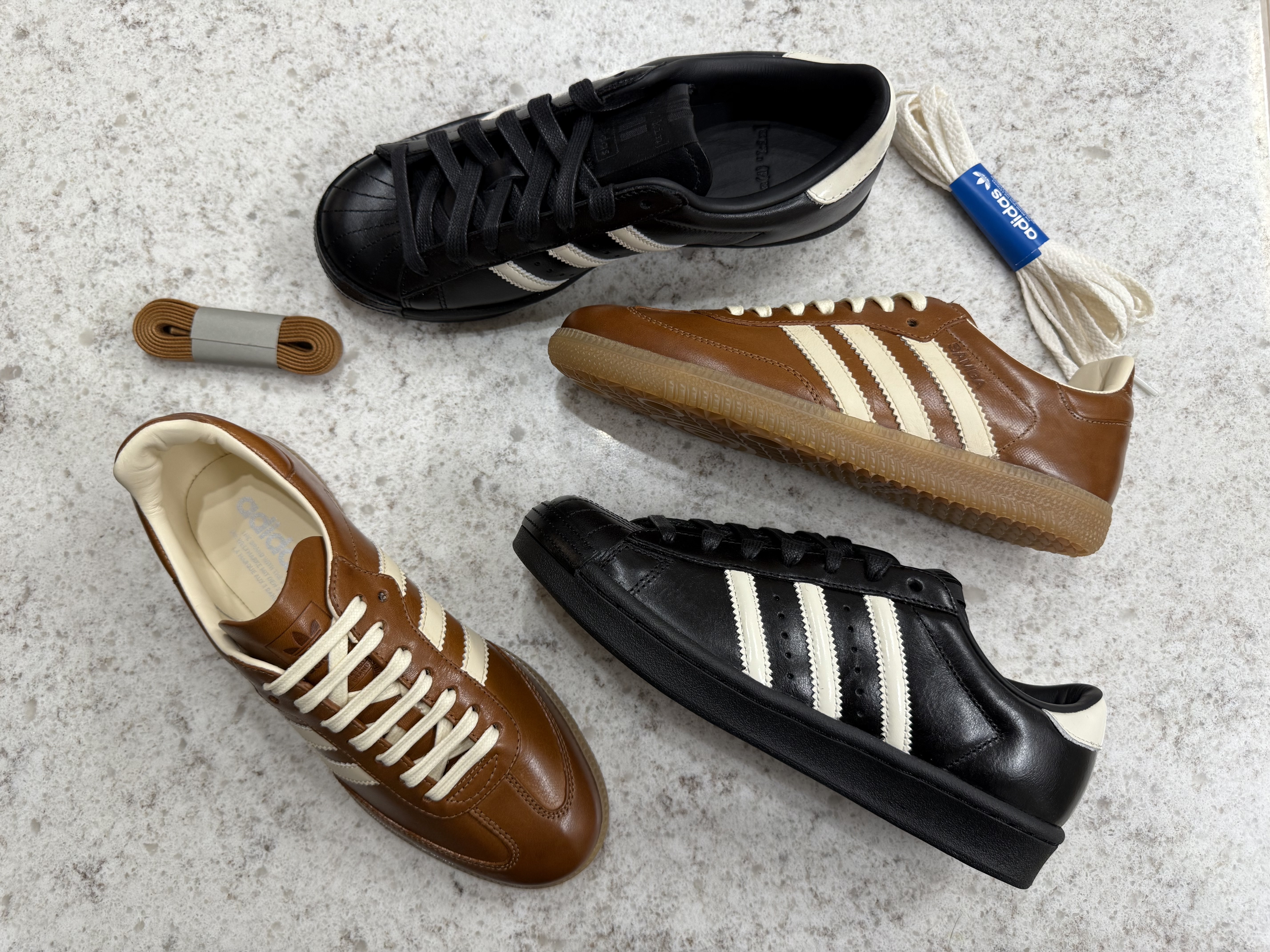Adidas x Kith Superstar Vintage MIG Black White, Adidas Samba OG Made in Italy Brown Wonder White 착용 스타일 - 7