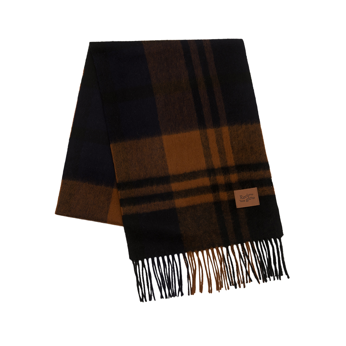 리끌로우 문 체크 캐시미어 100% 머플러 카멜(RECLOW Munm Check Cashmere 100% Muffler Camel) - 1