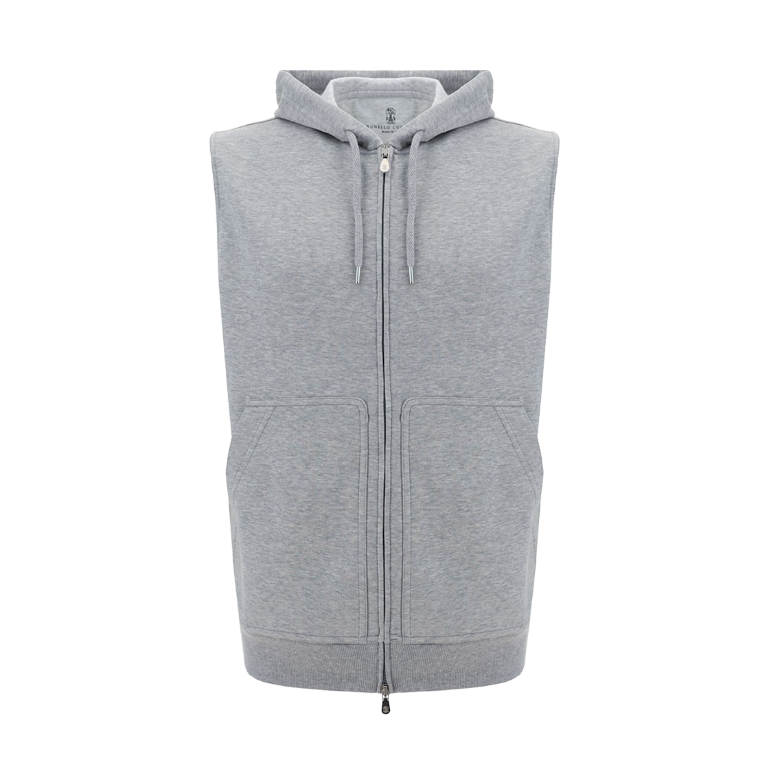MM8319079G-C1252 Brunello Cucinelli Cotton Hooded Vest Medium Grey