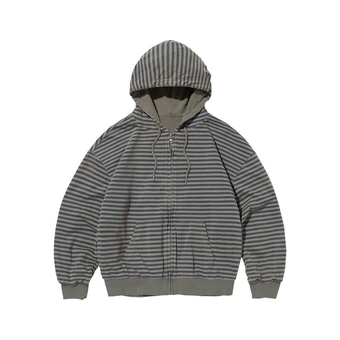 스웨이드 리버서블 스트라이프 후드 집업 차콜 그레이(Suade Reversible Stripe Hood Zip Up Charcoal Gray)