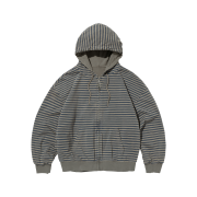 Suade Reversible Stripe Hood Zip Up Charcoal Gray
