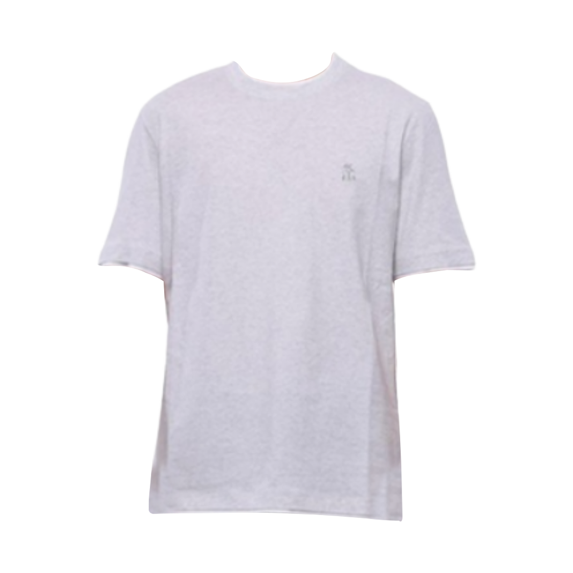 M0B137427G-CFP70 Brunello Cucinelli Embroidered Logo T-Shirt Light Grey