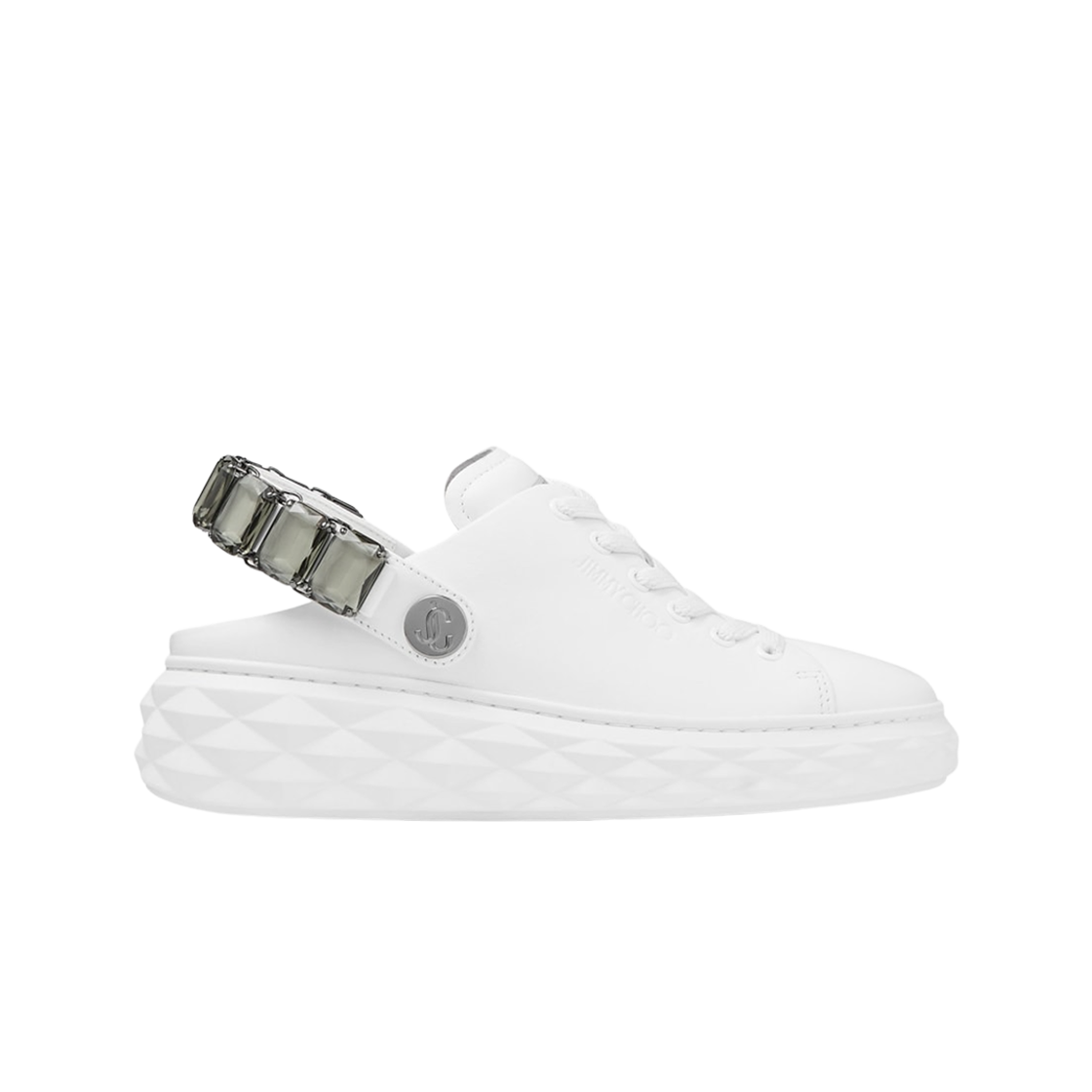 DIAMONDMAXICRYSTALNDL0C8774 (W) Jimmy Choo Diamond Sling Nappa Leather Slipper V White Black