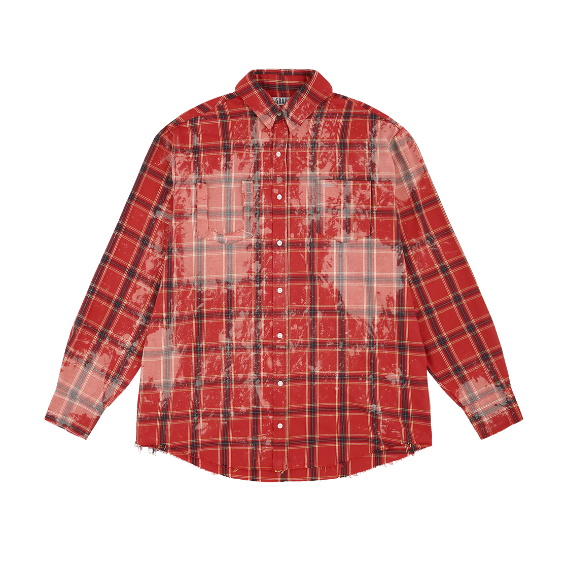 GR25FWMI01RD Grailz Bleached Plaid Shirts Red