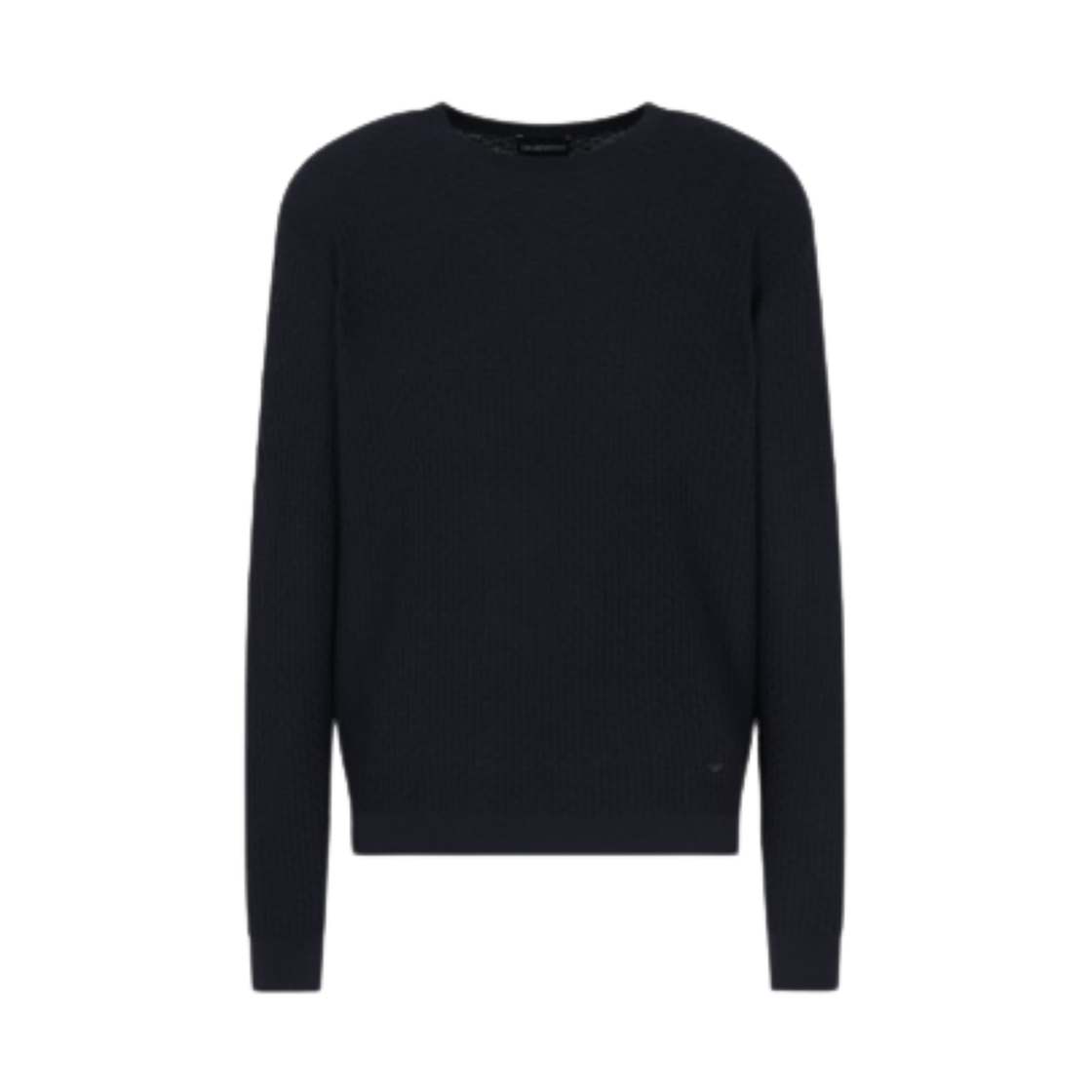 EM002196AF13851FB057 Emporio Armani Virgin Wool Jumper with Embossed Jacquard Pattern Blue