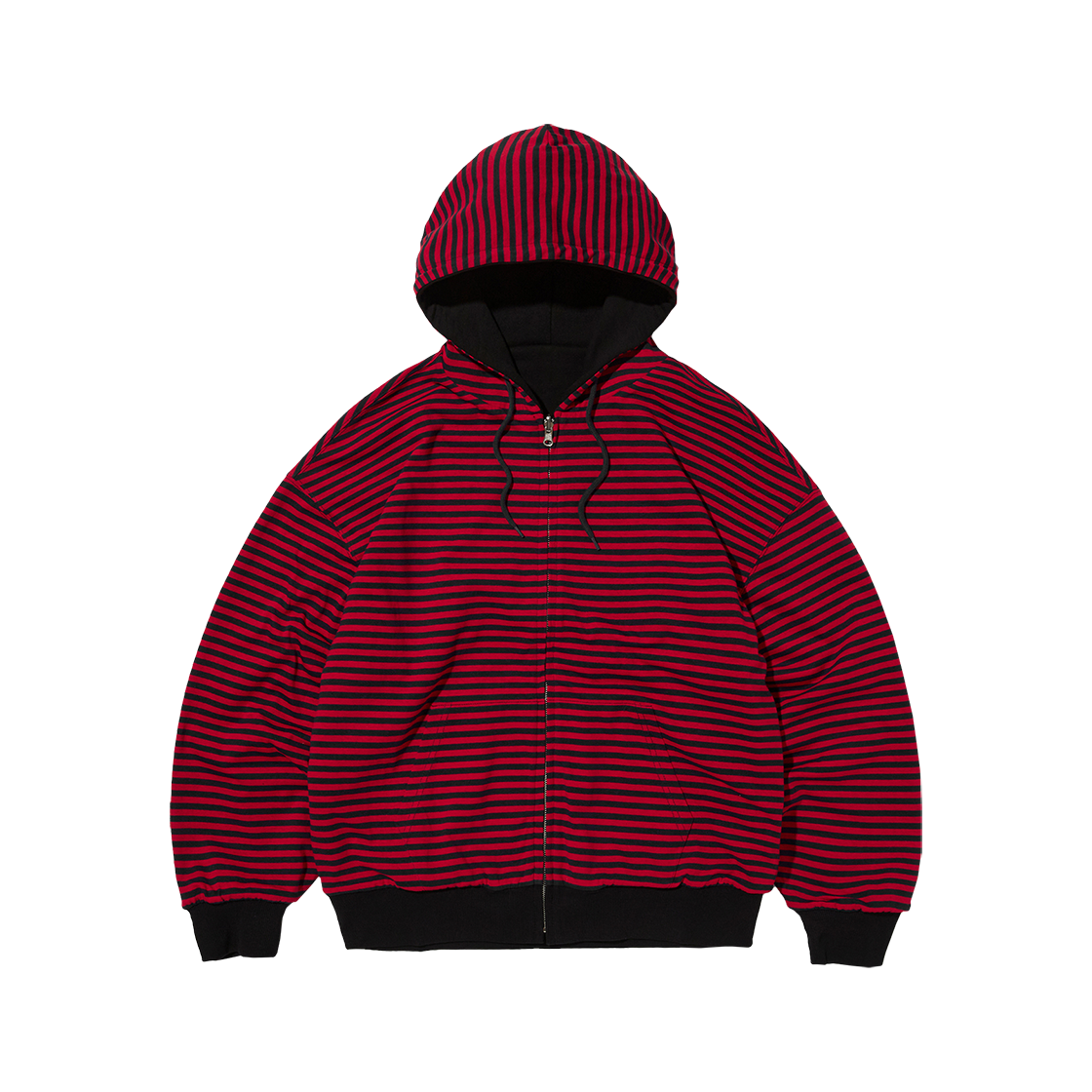 [KREAM 단독] 스웨이드 리버서블 스트라이프 후드 집업 블랙([KREAM 단독] Suade Reversible Stripe Hood Zip Up Black)