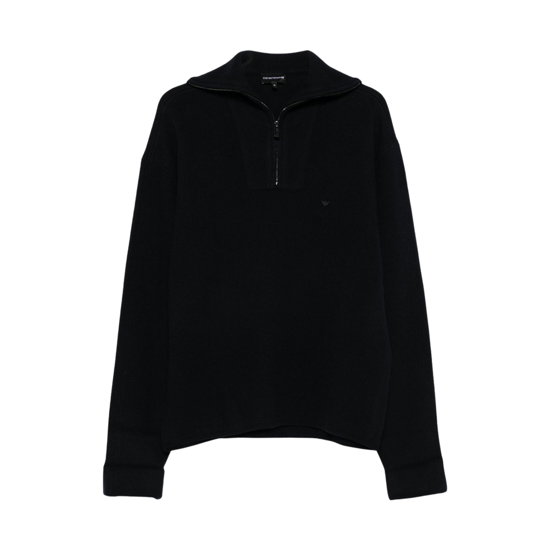 EM002052AF18104UB118 Emporio Armani Plush Knit Virgin Wool Partial Zip Jumper Blue