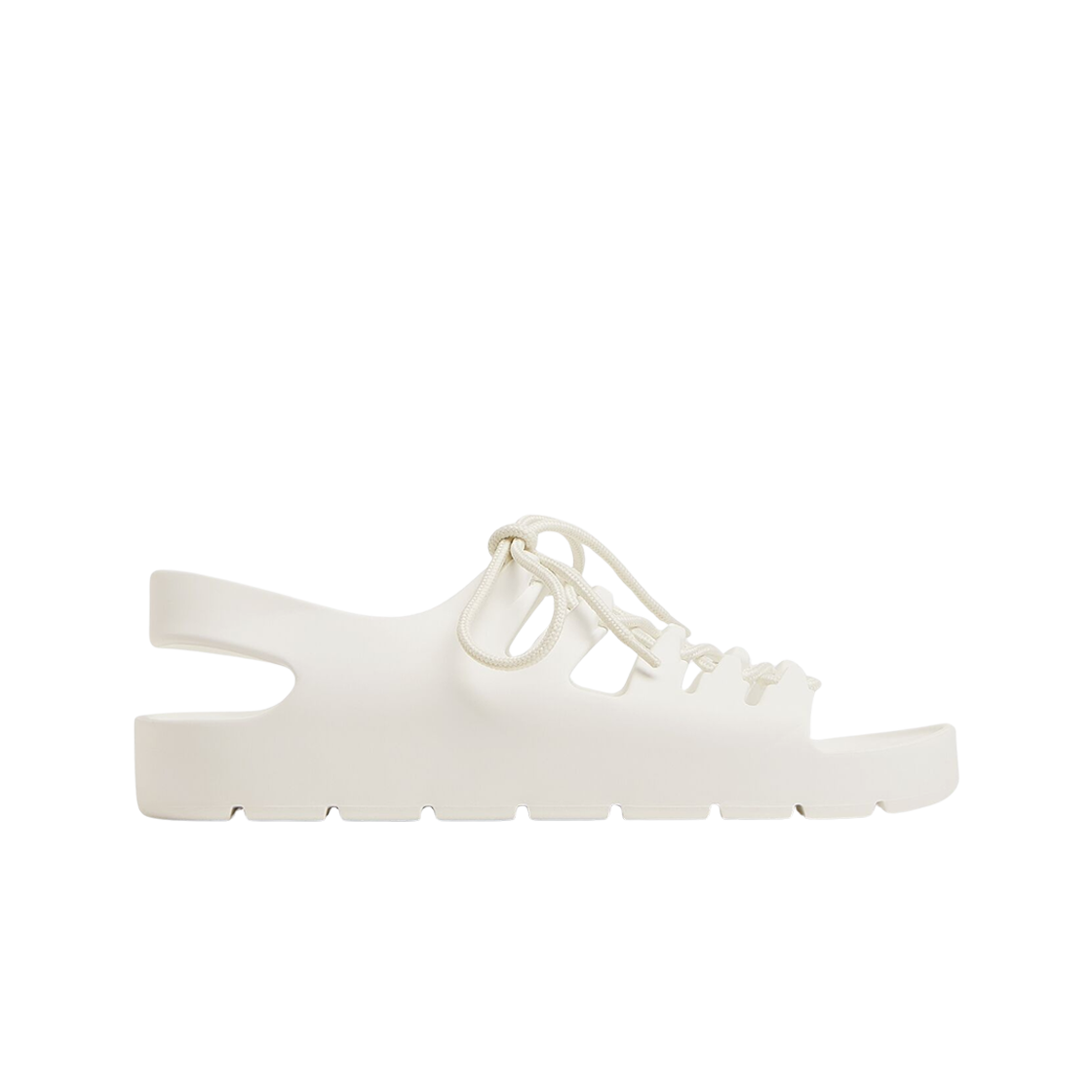667220V11T09083 (W) Bottega Veneta Jelly Lace Up Sandal Chalk