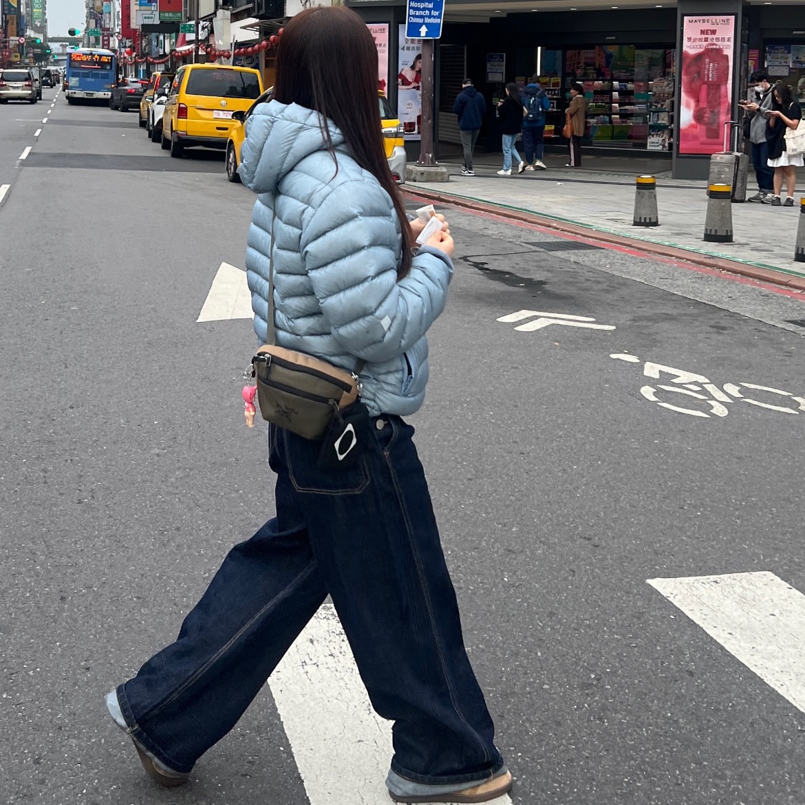 Sansan Gear Suffix Puffer Jacket Sky Blue - 24FW 착용 스타일