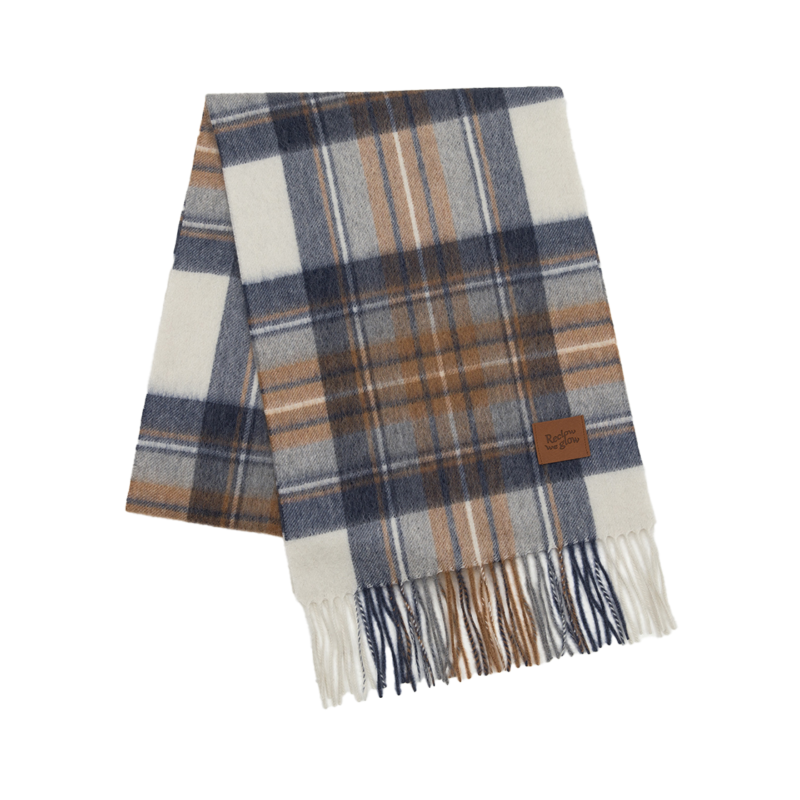 리끌로우 문 체크 캐시미어 100% 머플러 캐럿(RECLOW Munm Check Cashmere 100% Muffler Carrot) - 1