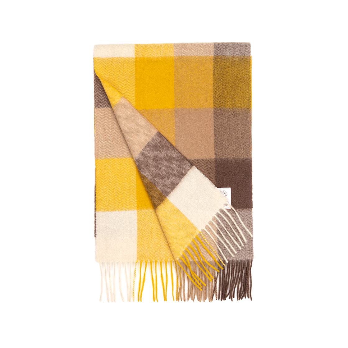 리끌로우 캐시미어 100% 체크 머플러 옐로우 브라운(RECLOW 100% Cashmere Check Muffler Yellow Brown) - 2