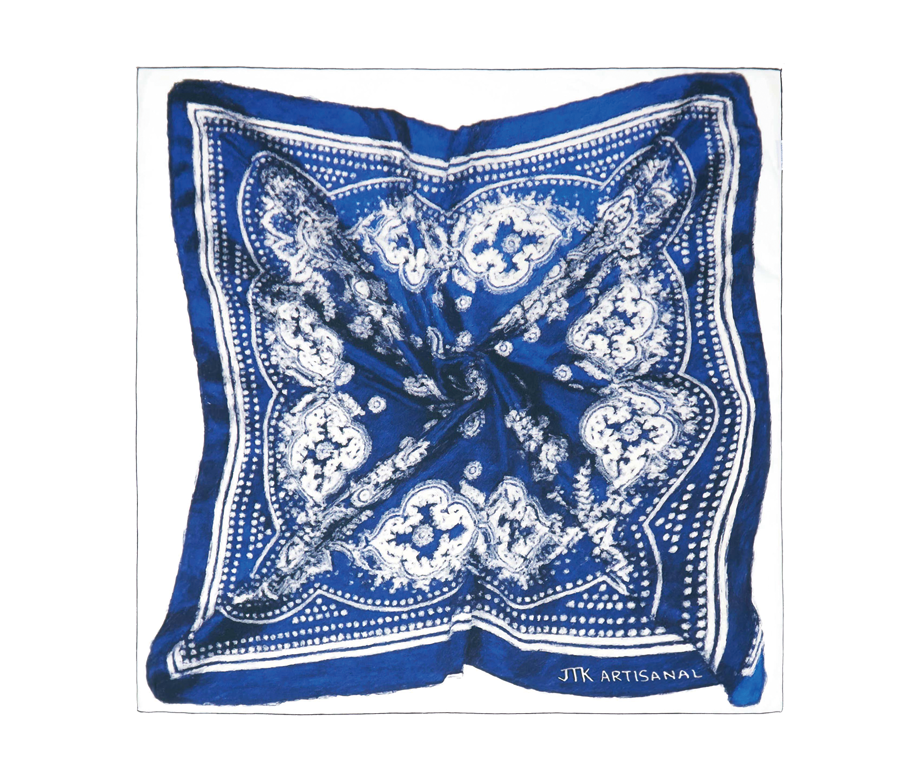 JTK_ARTISANAL_AW25_A04 JTK ARTISANAL Trompe L'Oeil Scarf Blue