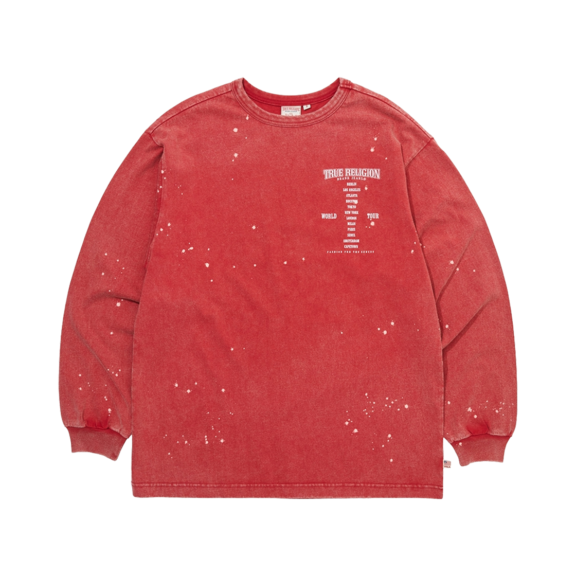 TRA3TSU102WRD True Religion World Tour Long Sleeve Washed Washed Red
