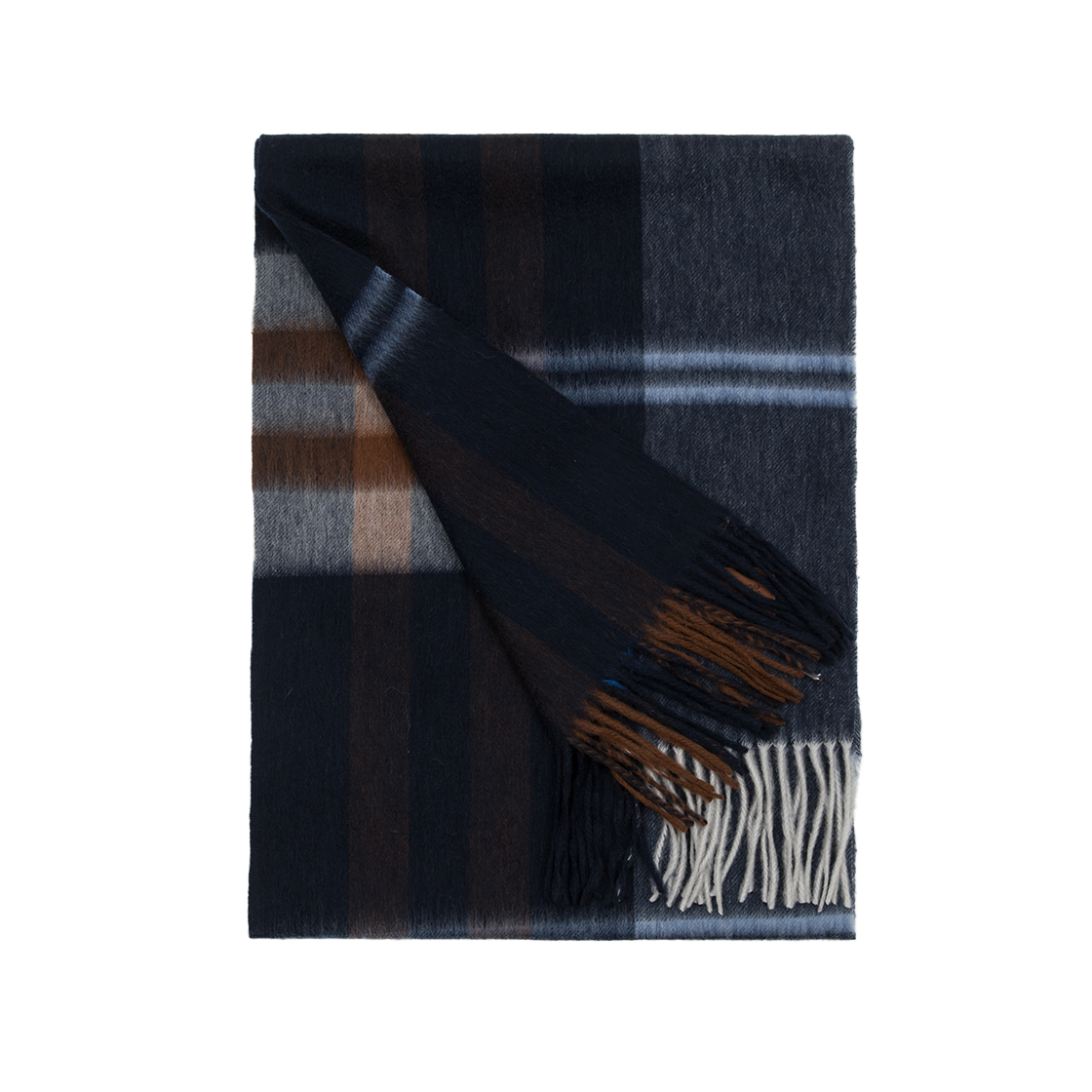 리끌로우 문 체크 캐시미어 100% 머플러 네이비(RECLOW Munm Check Cashmere 100% Muffler Navy) - 2