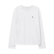 SLOW RECORD HOUSE Fingerhole Crop Long Sleeve White
