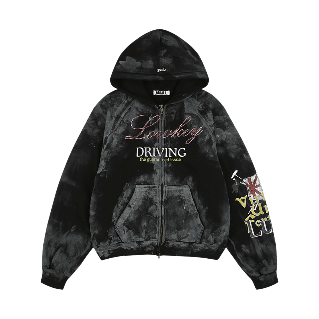 GR25FWMH01BK Grailz Lowkey Dirty Zip Hoodie Black