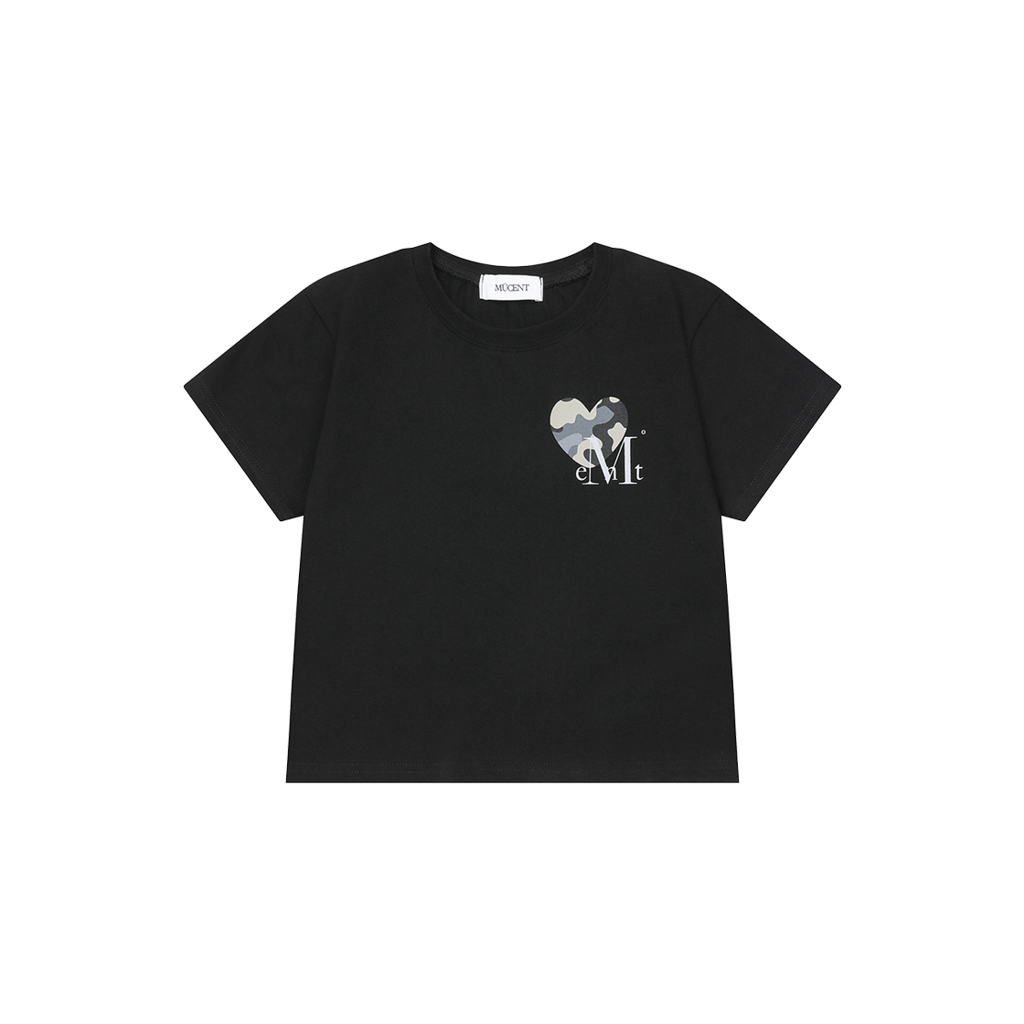 P0000BDV MUCENT Cavoo Heart Camo Small Logo Half T Unisex (2Color) Black