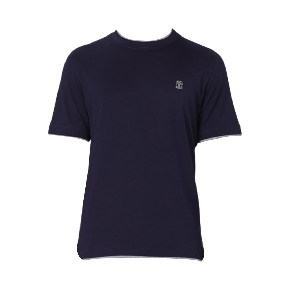 M0B137427G-CD325 Brunello Cucinelli Embroidered Logo T-Shirt Cobalt