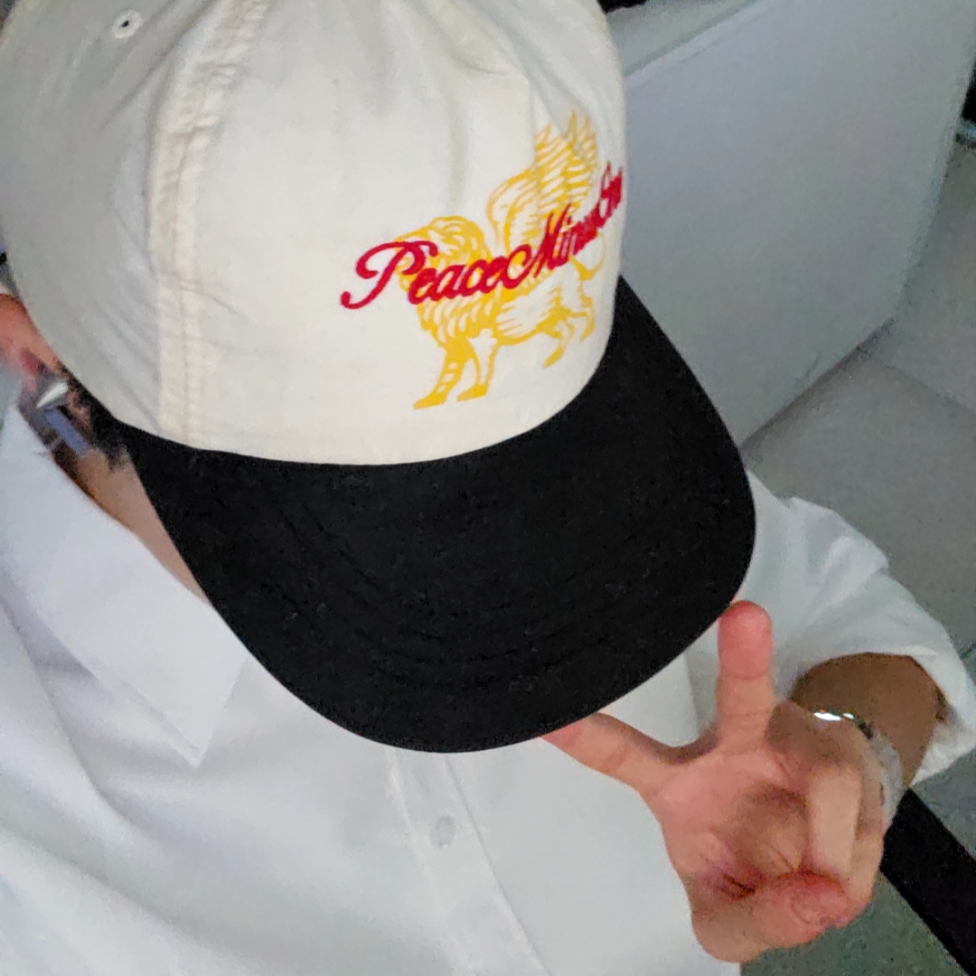 Peaceminusone x Joopiter Five-Panel Baseball Cap White 착용 스타일