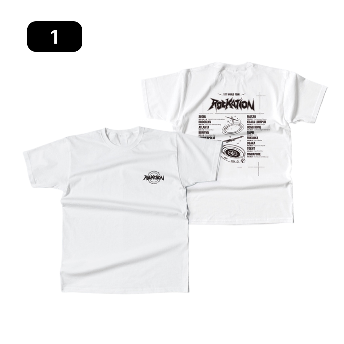 큐더블유이알 [락케이션] 월드투어 티셔츠 (화이트) 1(QWER [ROCKATION] WORLD TOUR T-SHIRT (White) 1)