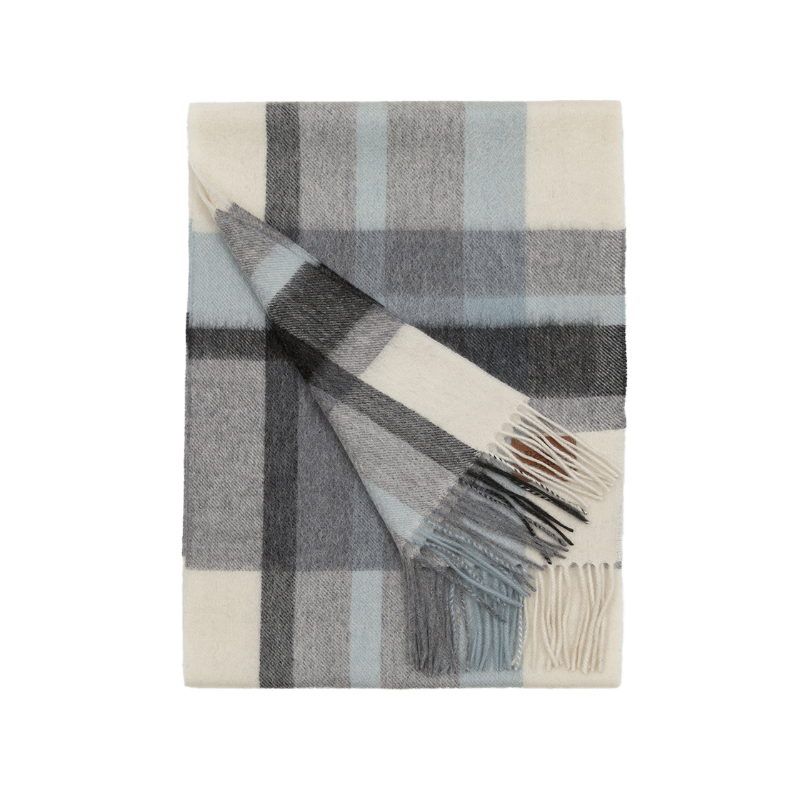 리끌로우 문 체크 캐시미어 100% 머플러 그레이(RECLOW Munm Check Cashmere 100% Muffler Gray) - 2