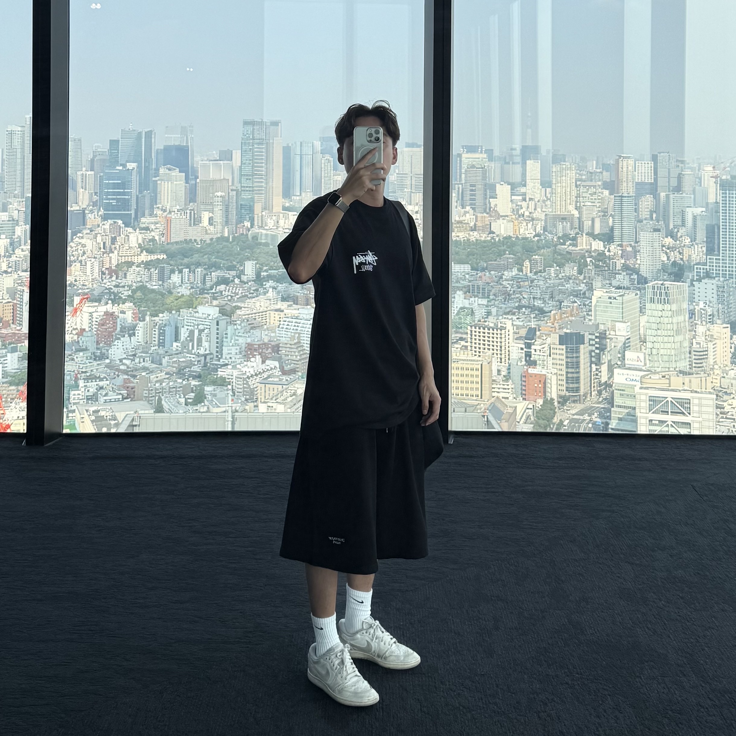 Stussy Stock Seoul T-Shirt Black, Undermycar Mu.04 Anti Fxxking Logo Play Oversized Sweat Shorts Black 착용 스타일