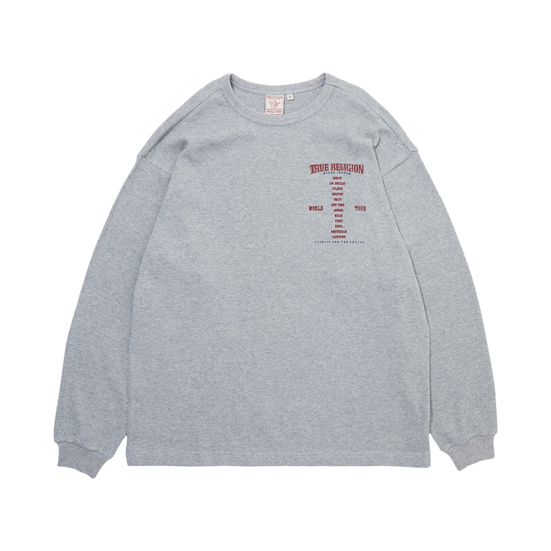 TRA3TSU103GGR True Religion World Tour Waffle Long Sleeve Grey