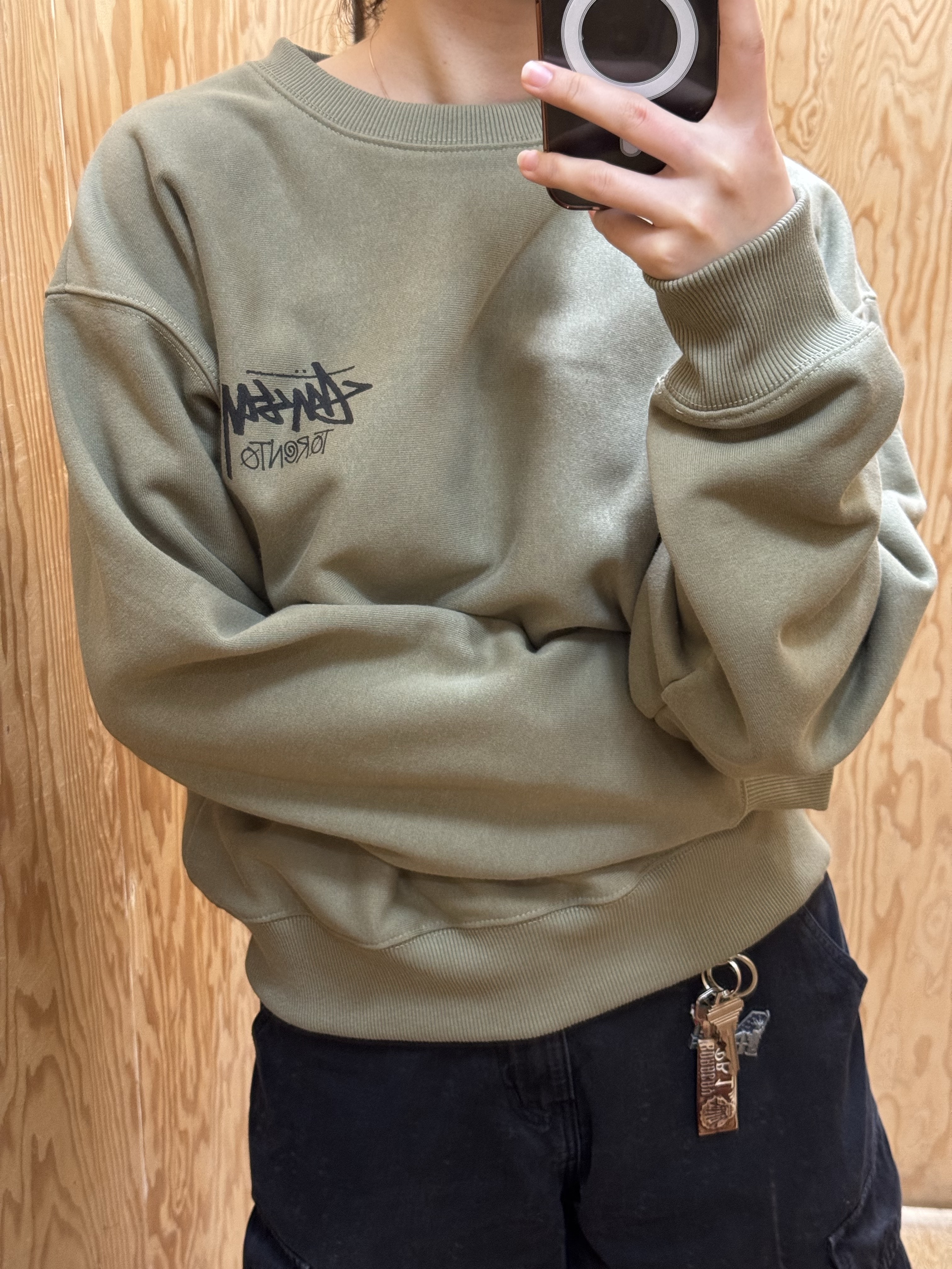 Stussy Basic Stussy LS T-Shirt Army 착용 스타일