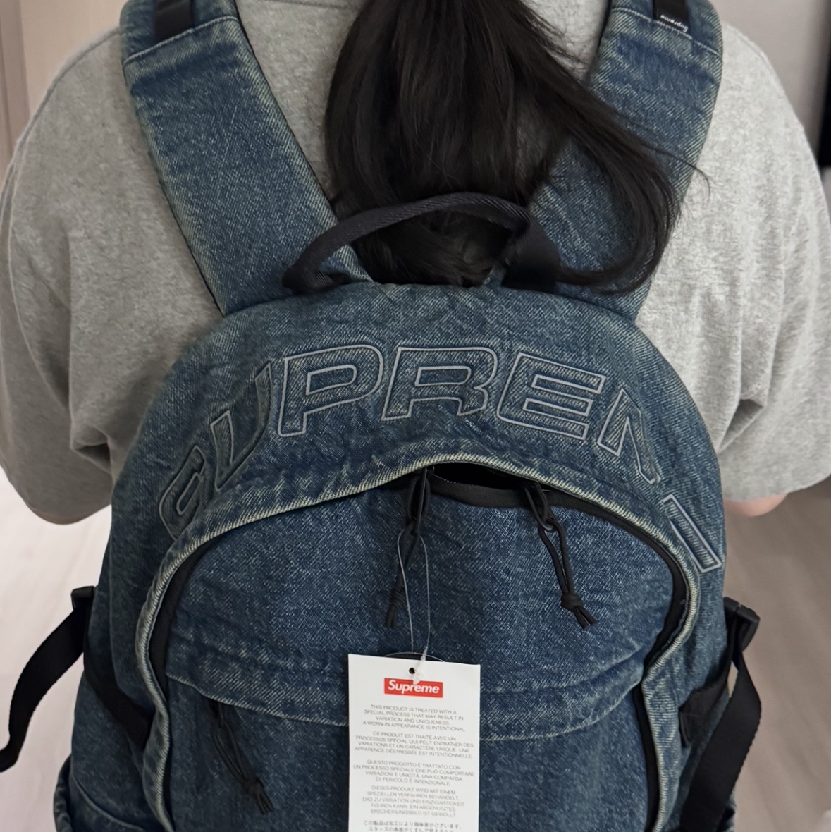 Supreme Denim Backpack Washed Indigo - 25FW 착용 스타일