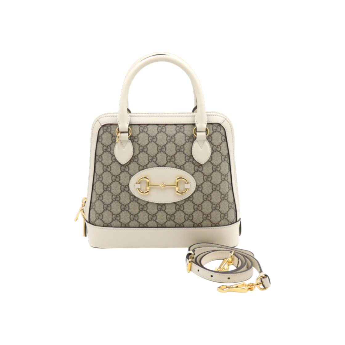 구찌 621220 화이트 홀스빗 1955 스몰 탑 핸들 토트백 aa51229