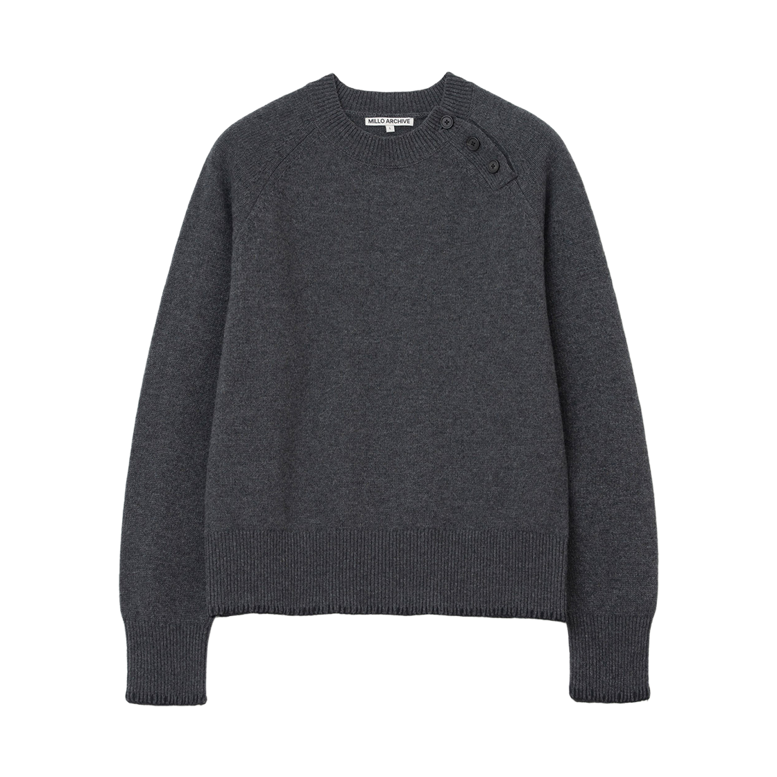 ML586CHG Millo Archive Slanted Henley Neck Knit Charcoal Gray