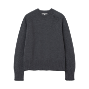 Millo Archive Slanted Henley Neck Knit Charcoal Gray