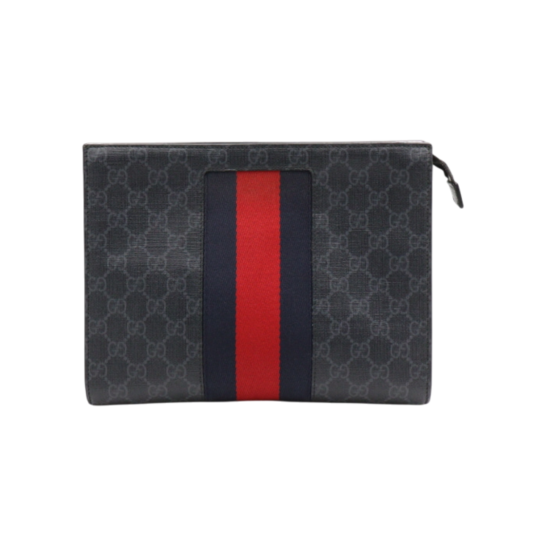 ITBRJ2P38K87 Gucci 475316 GG Shima Leather Web Men's Pouch Clutch Bag AA50937