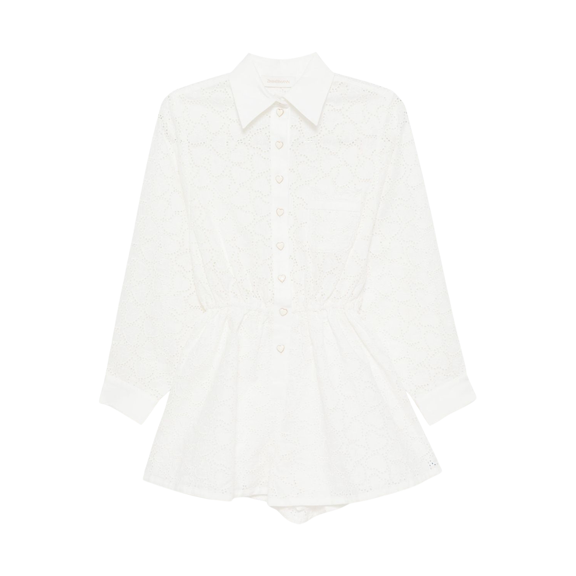 2557YR251 (W) Zimmermann Crush Embroidered Playsuit Ivory