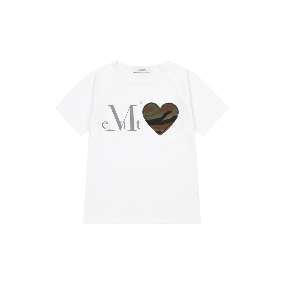 P0000BEC MUCENT Malti Heart Camo Reglan Half T (3Color) White