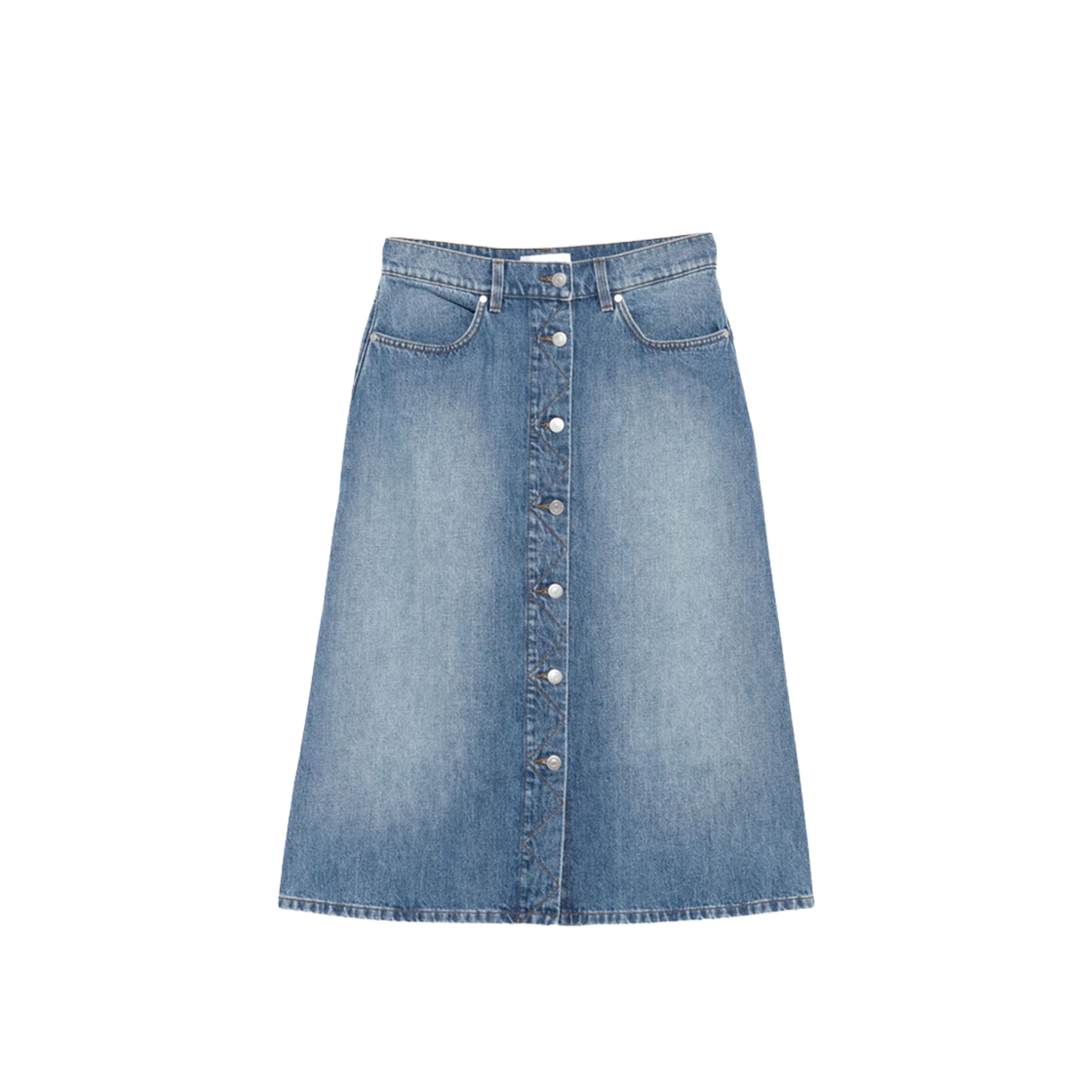 6D04103SQH274153 (W) Stella McCartney Denim Cotton Midi Skirt Blue