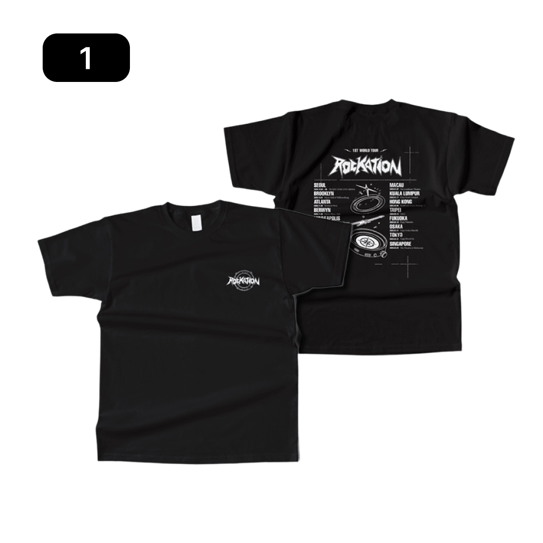 큐더블유이알 [락케이션] 월드투어 티셔츠 (블랙) 1(QWER [ROCKATION] WORLD TOUR T-SHIRT (Black) 1)